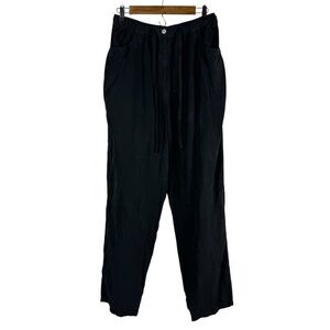 SilkLand 100% Silk Black Drawstring Relaxed Fit Pants Size L Lightweight Lounge